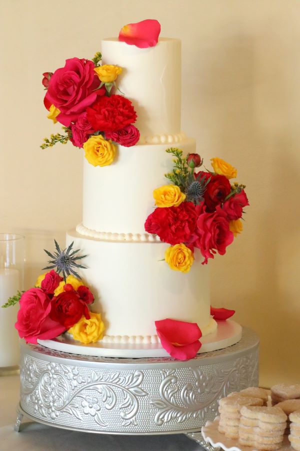 orange red tiered cake