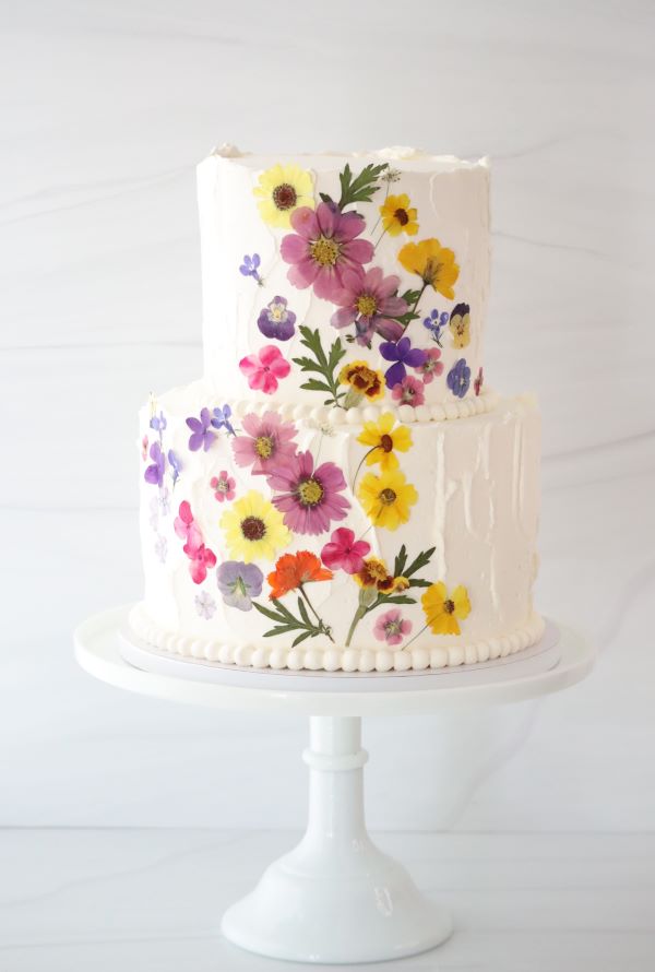 pressed flowers cake