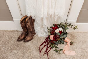 arranged elegance bouquet boots dress red pink florals 1 300x200