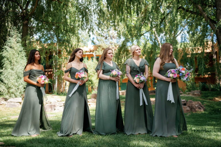 arranged elegance sage green bridesmaids outdoor colorful bouquet 1 768x512