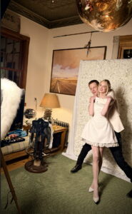 Dunton Wedding Couple posing in Photo Booth 1 185x300